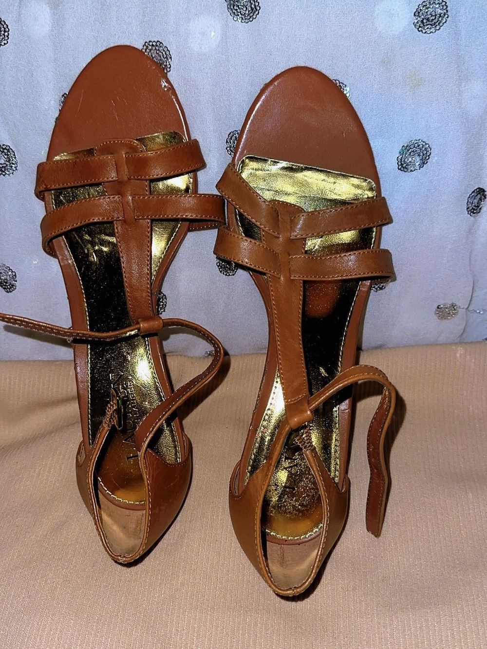 LAUREN RALPH LAUREN shoes for women sz 7.5B Women's Brown Strappy Ankle-Wrap